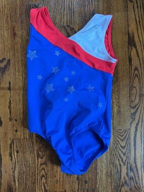 Cat & Jack Girls Blue and Red One-Piece Gymnastics Leotard